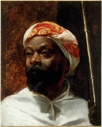 "Ritratto di uomo arabo" Dipinto di Richard Beavis (1824-1896) Collezione privata