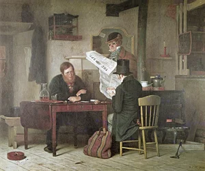 In attesa della diligenza (litografia a colori)