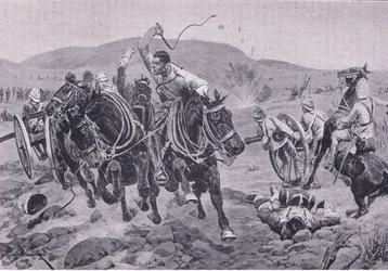 Artiglieria da campo in azione (litografia)