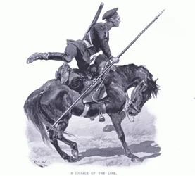 Un cosacco della linea, illustrazione da Cassells History of the Russo-Japanese War Vol 1, c.1900
