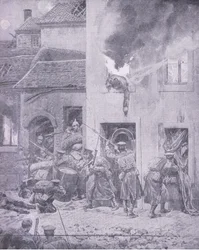 A corpo a corpo con il nemico: Combattimenti casa per casa a Ypres, dalla Storia della Grande Guerra Vol 3 pubblicata da Waverley Book Co Limited, c.1920