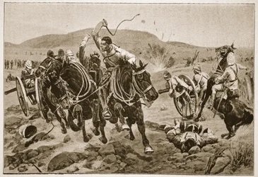 Artiglieria da campo in azione, illustrazione da 