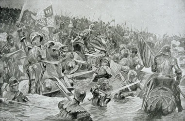 La battaglia di Towton nel 1461, illustrazione da 