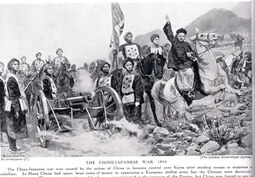 La prima guerra sino-giapponese, illustrazione da „Hutchinsons History of the Nations“, ca. 1910