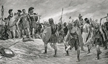 Vespasiano salvato da suo figlio Tito, illustrazione da 