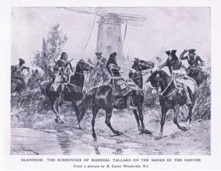 Blenheim, 13 agosto 1704: La resa del maresciallo Tallard sulle rive del Danubio, illustrazione da British Battles on Land and Sea, 1915