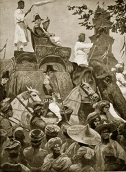 Truppe britanniche che entrano a Singapore, 1824, illustrazione da 