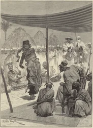 Danza davanti al Re dei Sofas in Africa occidentale