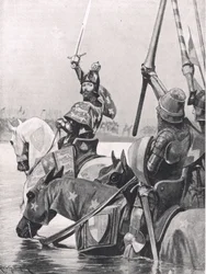 Edoardo III attraversa la Somme prima della Battaglia di Crecy, illustrazione da 