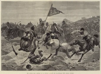 La guerra afgana, conflitto tra il 1° Cavalleria del Punjab e il 15° Ussari con la cavalleria afgana