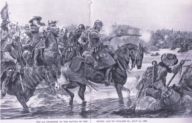 La battaglia del Boyne 1 luglio 1690, illustrazione da British Battles on Land and Sea, 1915