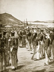 La cessione di Hong Kong ai britannici, 1841, illustrazione da 