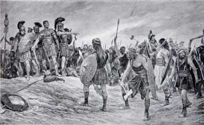 Vespasiano salvato da suo figlio Tito, illustrazione da 