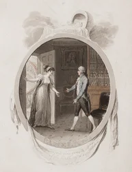 Miss Darnford porta a Mr B la notizia della nascita di un figlio, Lett. 18, illustrazione per un
