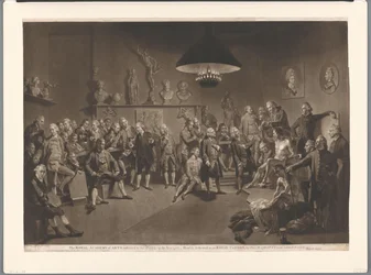 Membri della Royal Academy in un interno con modello maschile nudo, 1768