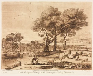 Liber Veritatis: No. 135, Un Paesaggio, con Edifici, Mercurio che Ruba il Bestiame di Admeto..., 1776