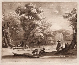 Liber Veritatis: No. 39, Un paesaggio con pastore che suona una cornamusa e capre al pascolo, 1774