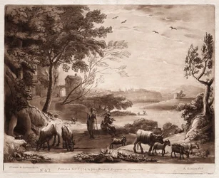 Liber Veritatis: No. 42, Paesaggio fluviale con pastore e pastorella e un gregge di bovini