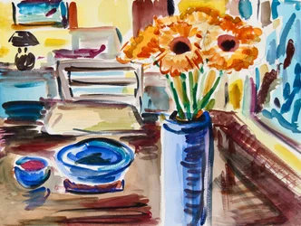 Natura morta con rudbeckie irte, 2021
