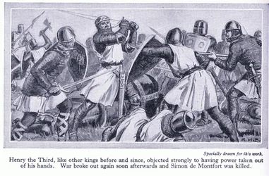 Enrico III si oppose fermamente alla perdita del suo potere. Scoppiò la guerra e Simon de Monford fu ucciso, c.1950