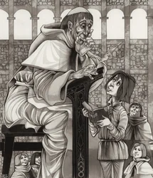 La scuola dei monaci (guazzo su carta)