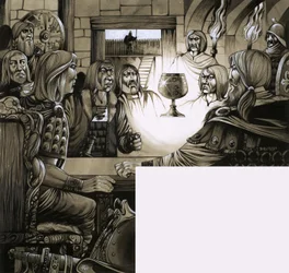 I Cavalieri della Tavola Rotonda hanno la visione del Santo Graal