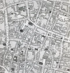 Mappa stradale di Londra intorno a Guildhall