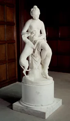 Una ninfa che toglie una spina dal piede di un levriero