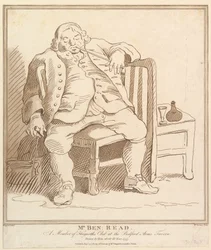 Mr. Ben: Read, un membro del club di Hogarth alla taverna Bedford Arms, disegnato da..., 27 novembre 1781