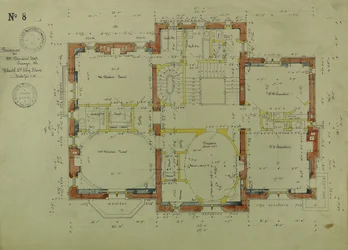 Residenza di William Borden, Chicago, Illinois, pianta del secondo piano