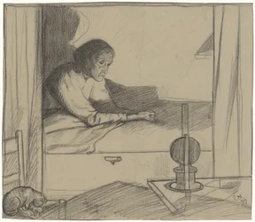 Donna Hogerhuis, seduta a letto (secondo progetto)