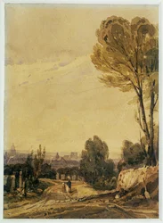 Parigi vista dal cimitero di Pere Lachaise ... (dipinto su tela)