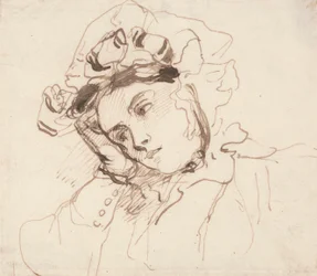 Studio di una donna con la testa sulla mano