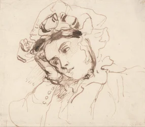 Studio di una donna con la testa sulla mano