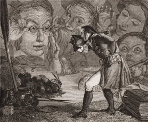 I viaggi di Gulliver di Jonathan Swift. Gulliver esposto su un tavolo all