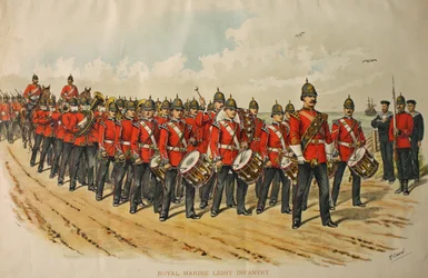 Banda della Fanteria Leggera dei Marines Reali che Guida una Colonna di Uomini in Marcia, 1895