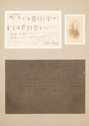 Citazione musicale autografa montata con fotografia carte-de-visite di Wagner e una nota di provenienza