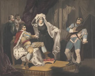 Figure teatrali intorno a un trono