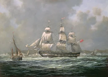 Nave della Compagnia delle Indie Orientali H.C.S. Thomas Coutts al largo dei Needles, Isola di Wight