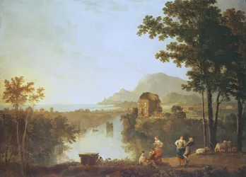 Ampio paesaggio costiero al tramonto