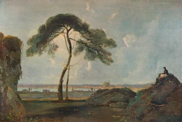 Paesaggio italiano con un pino, c1756