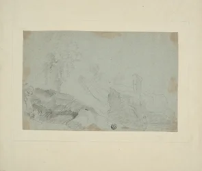 Paesaggio roccioso con figura in piedi