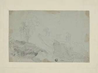 Paesaggio roccioso con figura in piedi