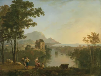 Ampio paesaggio costiero meridionale al crepuscolo