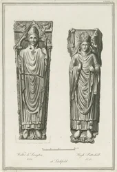 Cattedrale di Lichfield - Effigi di Walter de Langton e Hugh de Patteshull (incisione)
