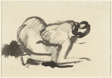 Donna nuda accovacciata