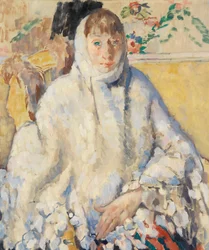 La donna malata con scialle bianco