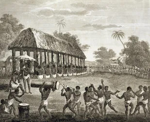 Vittime per il sacrificio, tavola 130 da "The History of Dahomey" di Archibald Dalzel, incisa da Francis Chesham (1749-1806) pub. 1793 (incisione)