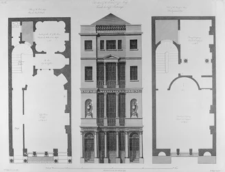 Elevazione della British Coffee House, inciso da Robert Blyth, 1778