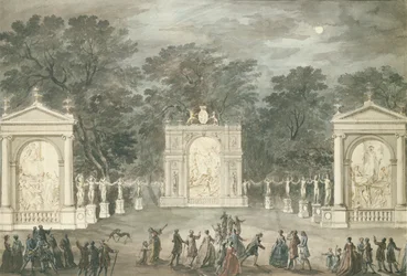 Le luminarie a Buckingham House per il compleanno di re Giorgio III, 4 giugno 1783